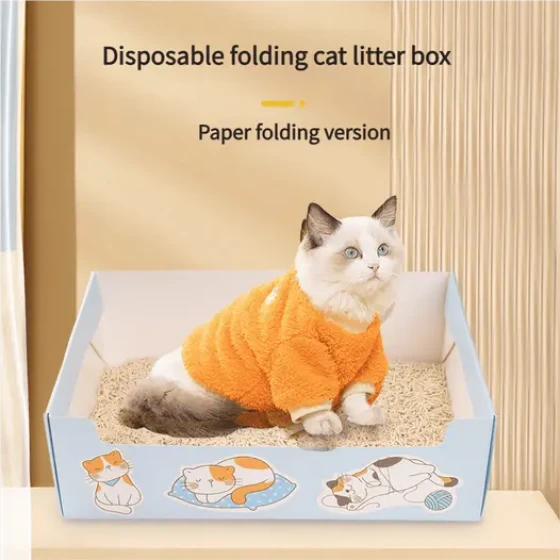 Foldable Large Capacity Cat Litter Box for Travel, Thickened Disposable Car Litter Box for Cats