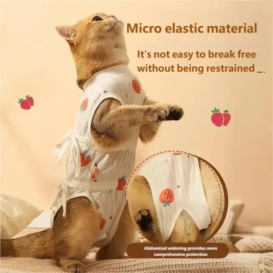 Breathable Cat Recovery Suit: Post-Surgery Vest for Female Cats