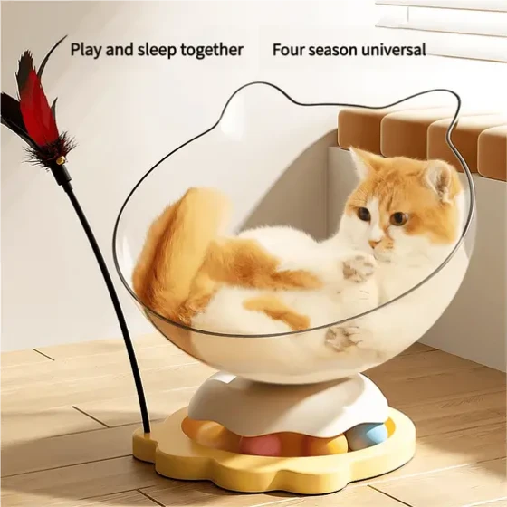 Cat turntable ball cat toy self-entertaining boredom relief cat wand feather space capsule cat bed consuming energy kitten supplies