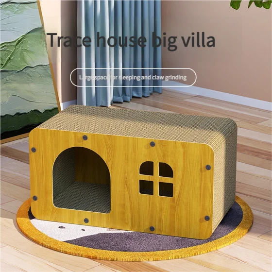 Spacious Wooden Cat House & Villa with Integrated Scratcher - Stackable & All-Season