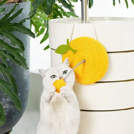 Spring-Loaded Tumbler Cat Toy: Sisal Scratching Ball & Teaser Wand
