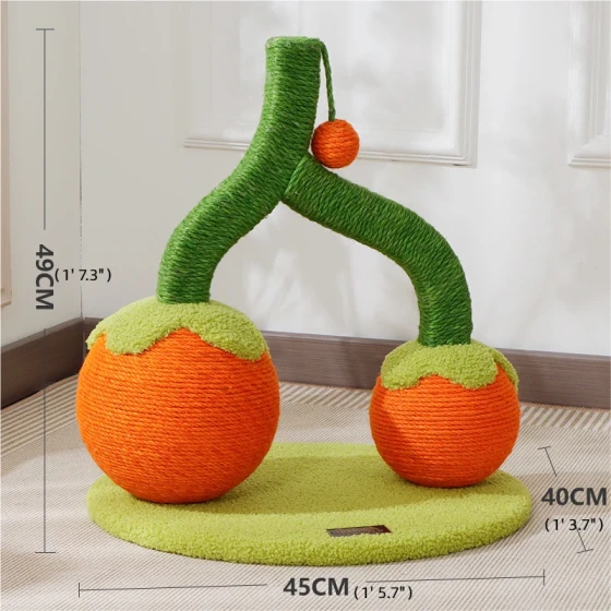 Sisal Cat Scratching Post with Cherry Design