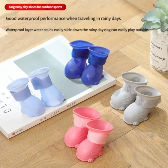 Stay-On Dog Rain Boots with Velcro Straps