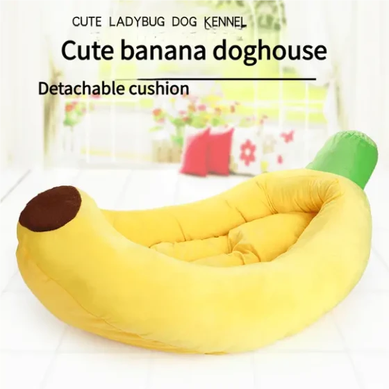 Pet Bed Mat Breathable Dog House Cat Nest Washable Warm Cushion Banana-Shaped & Boat-Shaped Dog Bed Removable Mattress
