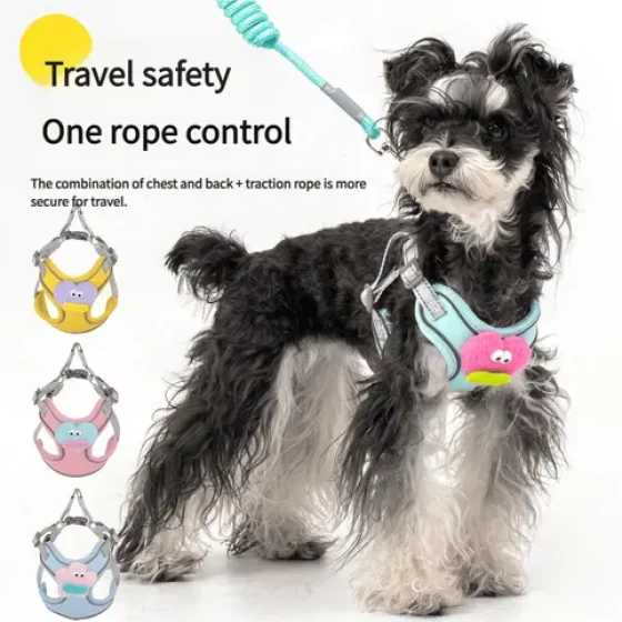 Vest-Style Dog Harness with Leash for Small and Medium Dogs, Adjustable and Retractable