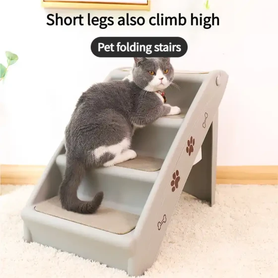 Plastic Pet Stairs: Anti-Slip Bedside Steps for Poodles & Cats