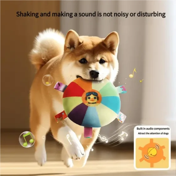 Fun Dog Frisbee Plush Sound Toy, Small Dog Frisbee, Teething Pet Interactive Toy for Training