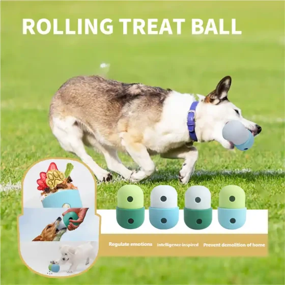 Silicone Treat Dispenser Dog Toy Ball: Chew & Puzzle Toy