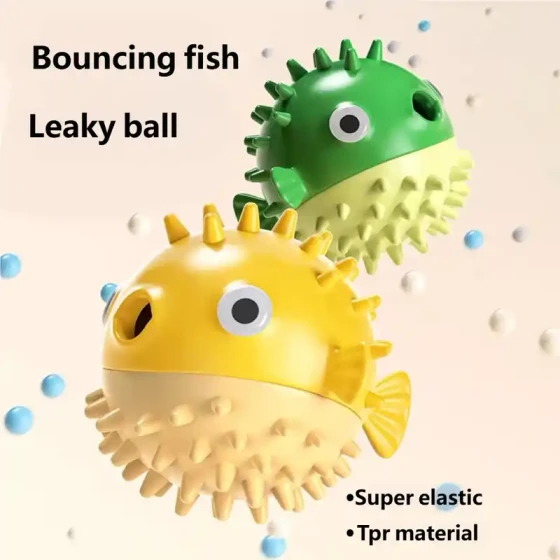 Interactive Dog Toy: Squeaky Fish & Treat Ball