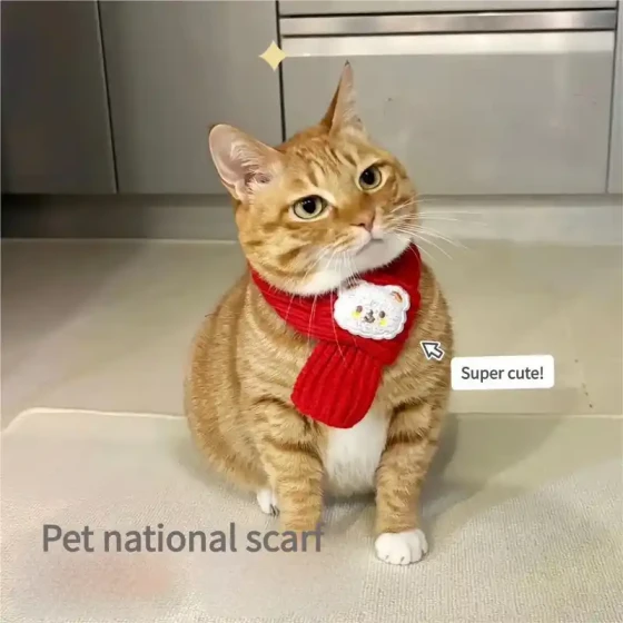 Winter Pet Scarf: Warm Neck Scarf for Christmas & New Year
