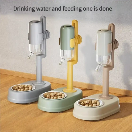 Ceramic Two-Tier Pet Feeder & Waterer: All-in-One Bowl for Cats & Dogs