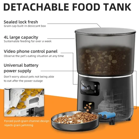 4L Smart Automatic Pet Feeder: App-Controlled with Voice & Video