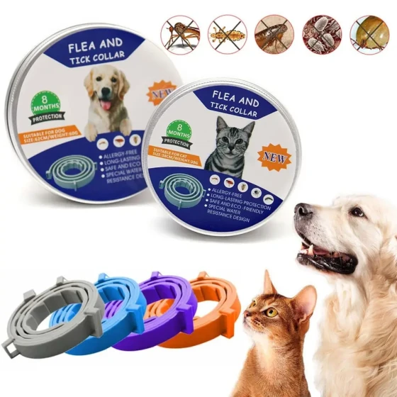 Pet Flea and Tick Collar for Dogs and Cats, Adjustable Sizes for Small, Medium, and Large Pets, Anti-Lice and Insect Repellent Collar