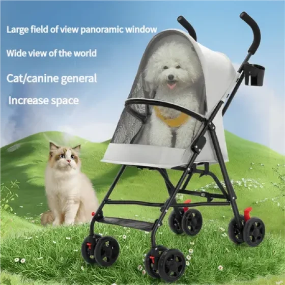 Pet Stroller for Small Dogs & Cats – Lightweight Foldable Outdoor Pushchair