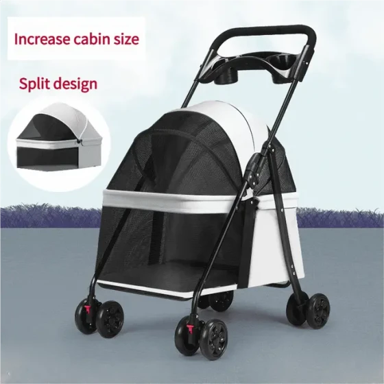 A pet stroller is a great way to take your small dog or cat out for a walk