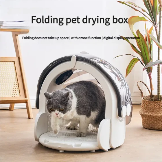 Foldable Pet Drying Box: Smart Home Grooming Dryer with Ozone Sterilization