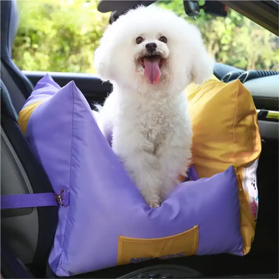 Pet Car Seat: Center Console Booster Bed for Small Dogs