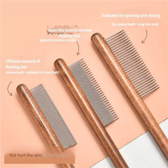 Pet Comb for Cats – Shedding & Loose Hair Removal, Flea Comb, Cat & Dog Hair Cleaning Grooming Tool