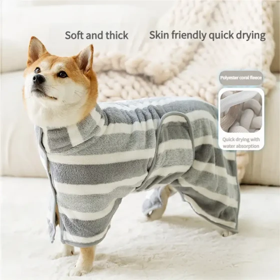 Quick-Drying Pet Towel Robe for Medium & Large Dogs