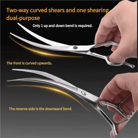 Pet Grooming Scissors – Straight & Curved Shears for Dogs and Cats, Professional Hair Cutting & Trimming Tool