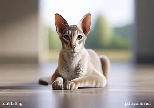 Pet cat biting
