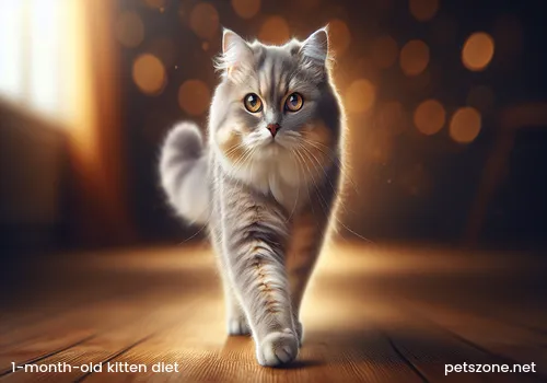 What does a 1-month-old kitten eat