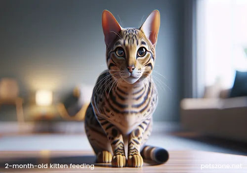 How many pieces of cat food does a 2-month-old kitten eat