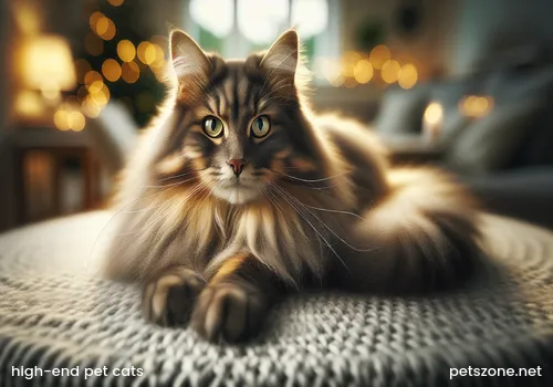 Group photo of many fluffy long-haired pet cat breeds