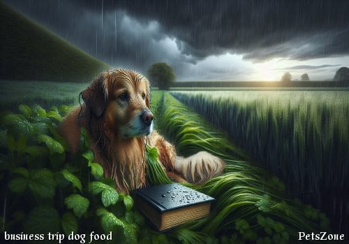 If going on a business trip, how much dog food should be poured for the dog?