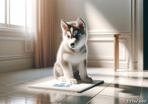 7-month-old Husky training to use bathroom